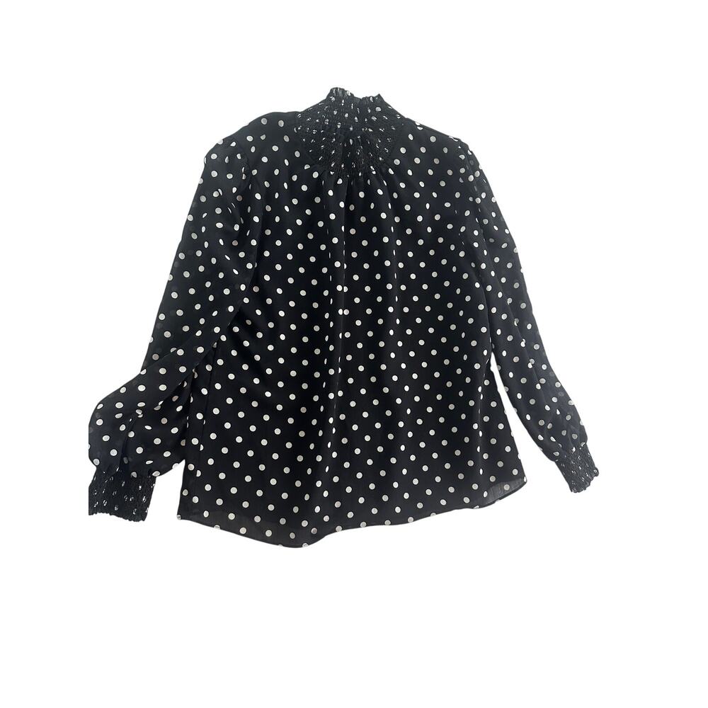 J. Crew Smocked Dot Crinkle Chiffon Top – Black & White – Size S
